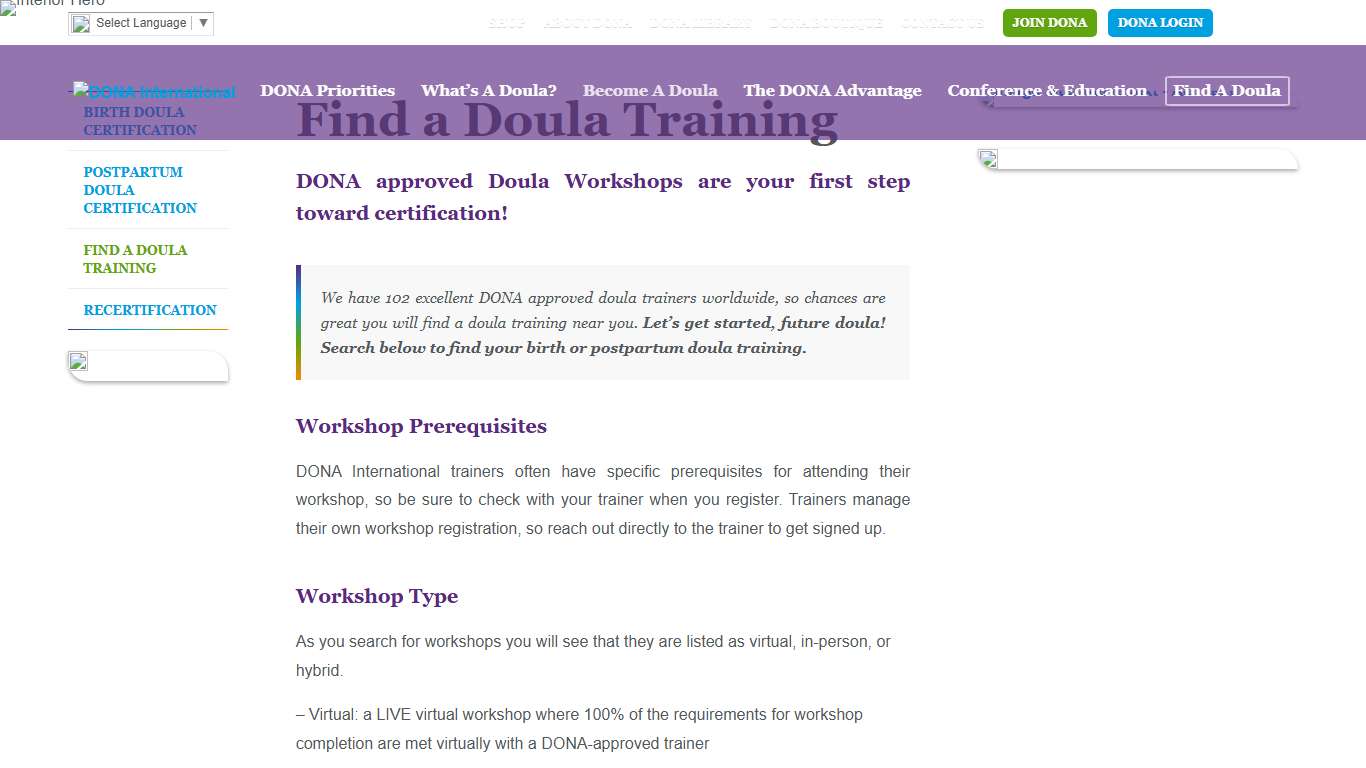 Find a Doula Training Workshop